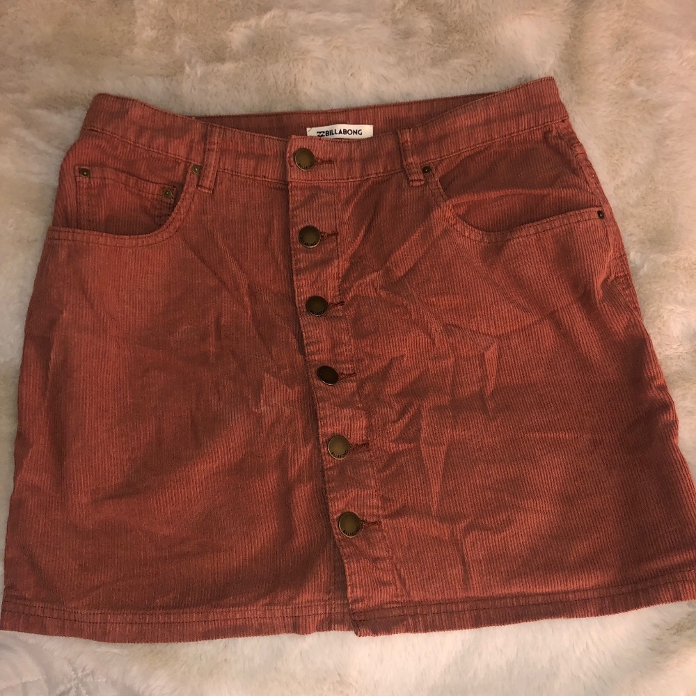 Billabong Button-Front Corduroy Mini Skirt